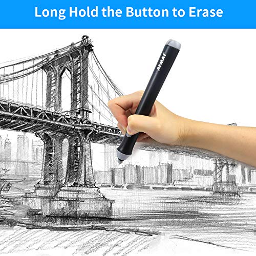 AFMAT Battery Operated Pencil Eraser for Sketching Pencils/Drafting/Drawing/Graphite Pencils, Couture Creations Creative Detailer Tool, AFMAT Electric Eraser Kit for Artists, 140 Refills EEB01 - color: Black