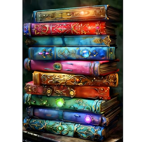 Book of Wonders Diamond Art Kits for Adults,DIY 5D Diamond Painting Kits for Beginners, Round Full Drill Diamond Dots Paintings,Diamonds Pictures Gem Art for Adults Crafts Home Decor 12x16 Inch - color: BK058