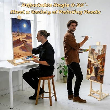 Heavy-Duty Wood Painting Easel H-Frame Tabletop Adjustable Up to 24 inch | Sturdy & Stable Art Easel Stand for Painting Canvases, Art and Crafts, For Adults, Artists, Oil Acrylic Watercolor Painting