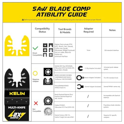 KELIN 6PCS Titanium Oscillating Tool Blades, Universal Multitool Blades - size: 6 PCS B