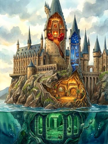 ijbnhd Castle Diamond Art Kits for Adults 12X16inch | Castle Diamond Painting Kits for Adults, DIY Full Drill Gem Art Crystal Rhinestone for Wall Home Decor - color: Castle, size: 12x16in(30x40cm)