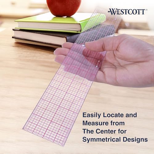 Westcott 8ths Graph Transparent Beveled Edge Ruler, Zero Centering Scale, Durable Laminated Finish,12-Inch, Office, Drafting, Sewing, Engineering, School Supplies (Pack of 144) - size: 144-Pack