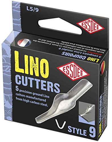ESSDEE 3.5mm Linoleum Cutter Tool - No. 9 Size Lino Blades - High Carbon Steel - Pack of 5 - Made in UK - size: No 9