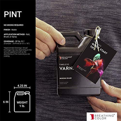 Breathing Color Timeless Archival Print Varnish - 1 Pint, Matte Finish, Premium Canvas Coating, Water Based UV Protection, No Glare Finish, 100+ Years Certified Archival - size: Pint
