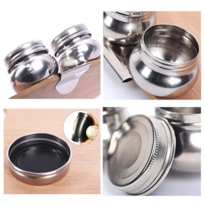 Stainless Steel Palette Cup with Lid, Portable Travel Double Dipper Oil Painting Pot Container, No Leakage, Can Clip on Palette | Portable Travel Double Dipper Oil Painting Pot Container, No Leakage, Can Clip on Palette