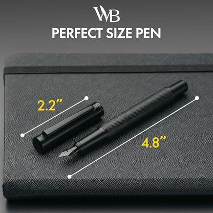 SCRIVI PENS Fountain Pen Set, Medium Nib, 5 Ink Cartridges, Black - color: Black, style: Medium Nib