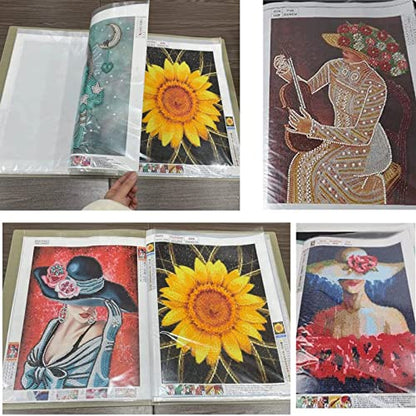 A3 Diamond Painting Storage Book, 60 Views Art Portfolio Presentations Folder with 30 Pages Protectors, 17.3x12.8in Green - color: Green