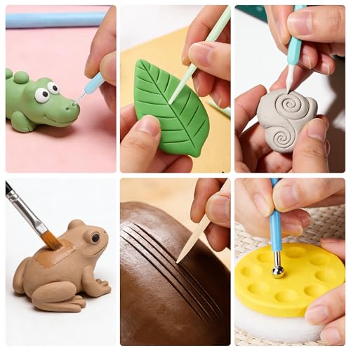 Acantha 35 PCS Pottery Tools Kit, Professional Ceramic Sculpting, Carving, and Air Dry Clay Kit for All Ages - Includes Trimming, Dotting, Embossing, Scoring, Fondant, Painting and Polymer Clay Tools