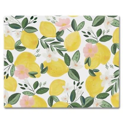 CounterArt Lemons on the Vine 3mm Tempered Glass Cutting Board | 12" x 15", Serving Board, Charcuterie Board - color: Lemons on the Vine