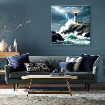 Lighthouse Diamond Art Painting Kits for Adults - Full Drill Beach Diamond Dots Paintings for Beginners, Round 5D Paint with Diamonds Pictures Gem Art Painting Kits DIY Adult Crafts Kits 12x12inch - color: 10-lighthouse
