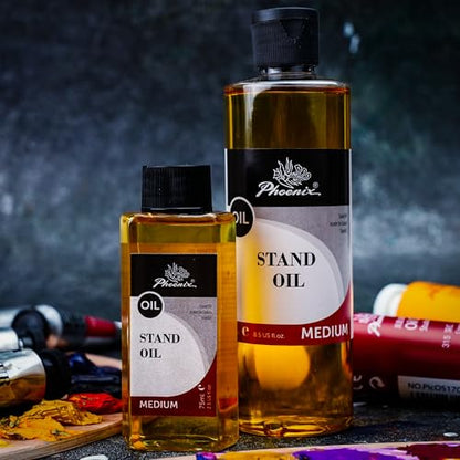 PHOENIX Stand Oil - 8.5 Fl oz. / 250ml Bottle | Painting Medium Slow Drying, High Gloss Linseed Oil for Glazing - style: Stand Linseed Oil 8.5 Fl Oz.
