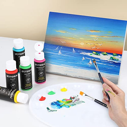 GOTIDEAL Bulk Canvases for Painting, 11x14 inch Value Pack of 40 with Acrylic Paint Set with 10 Brushes, 18 Colors(59ml, 2 oz)