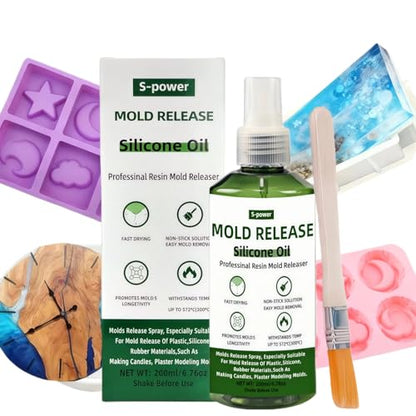 Professional Mold Release Spray for Candle Making & Epoxy Resin | Fast-Drying Silicone Formula | Non-Stick Extends Mold Life | Withstands 500°F | 200ml/6.76oz (6.72, Ounces)