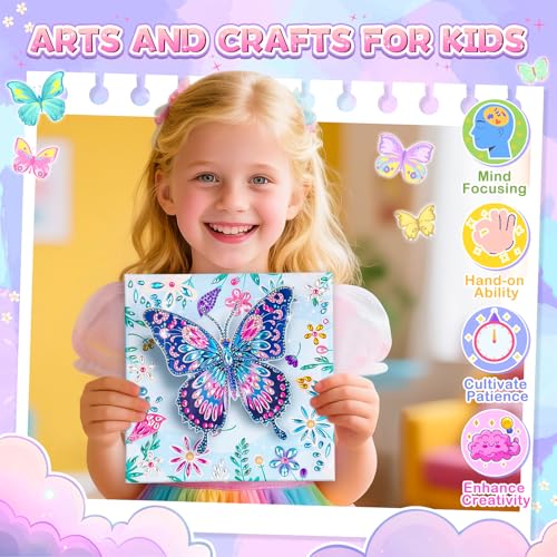 Crafts for Kids Age 8-12, Girls Birthday Gifts, Butterfly Diamond Painting - style: Blue
