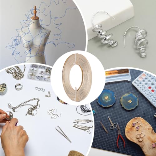 Beebeecraft 32.8 Feet 10m Flat Aluminum Wire 5mm Wide 1mm Thick Silver Metal Anodized Bendable Craft Wire for Gem Bezel Wrapping Sculpting Armature Floral DIY Jewelry Making - color: Silver