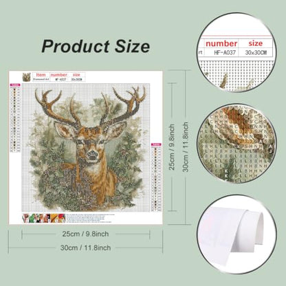 hill froeistung 5D Colorful Elk Diamond Art Painting Kits for Adults | Animals Diamond Art for Beginners, DIY Full Drill Diamond Art Painting(12X12 inch) - color: HF-A037