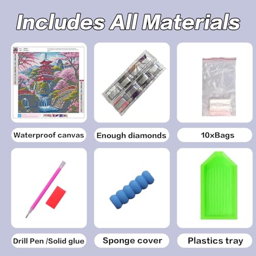 HHMATITS Cherry Blossom Diamond Art Kits for Adults 14X14IN - color: Cherry Blossom
