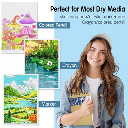 5.8x8.3in Sketch Book, 60Sheets Spiral Bound Notebooks, Bright White 92lbs/150gsm Acid-Free Drawing Paper for Painting,Sketching, Professional Sketch Pad for Artists, Beginners. BW-Yellow - color: Bright White-Yellow