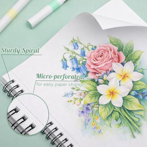 3 Pack Marker Paper Pad 7.6 × 10 in, 200gsm Spiral Sketchbook | Double-Sided Bleed-Resistant Paper, Acid-Free, Smooth Surface, Tear-Off Pages, for Alcohol Markers & Mixed Media - size: 7.6×10 Inch (3 pack)