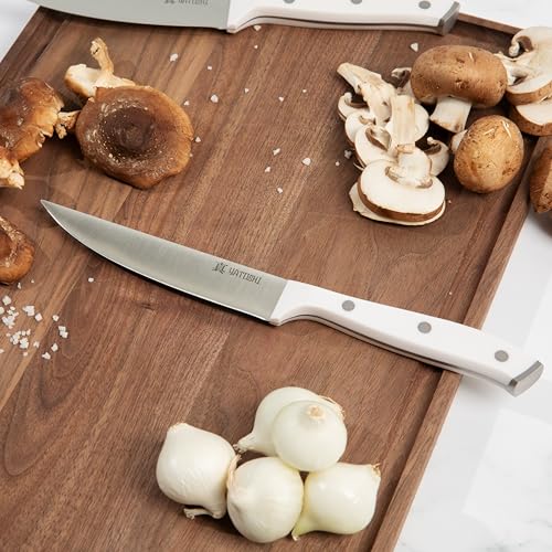 Yatoshi 15 Piece White Knife Block Set - Pro Kitchen Knife Set Ultra Sharp High Carbon Stainless Steel with Ergonomic Handle - color: White, size: 15-Piece
