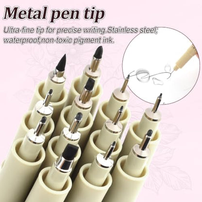 Micro Fineliner Pens 6Pack 0.5mm Extra Fine Point Black Waterproof Drawing Pens, Archival Pigment Ink Sketching Supplies, Artist Inking Markers for Manga Journaling Illustration - color: 6 Fine Point(0.5mm)