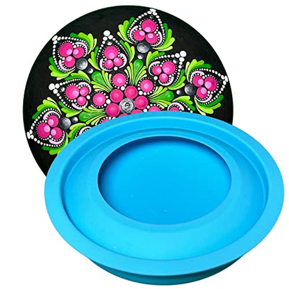 Large Rock Mold - Design #5-5.5 inches Wide - Features a Round Smooth Shape and an inbuilt Center dot for Mandala and Stone dot Art - Perfect for Rock Painting