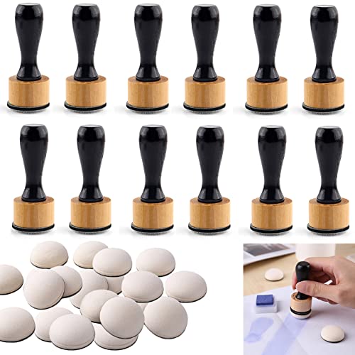 Briartw 36PCS,Mini Ink Blending Tools (12 PCS) with 24 Replacement Domed Foam Pads,Round for Stamp Ink Distressing, Blending, Alcohol Ink, Dabber Tool Applicator and More - color: 12 Handle+24 Domed Foams