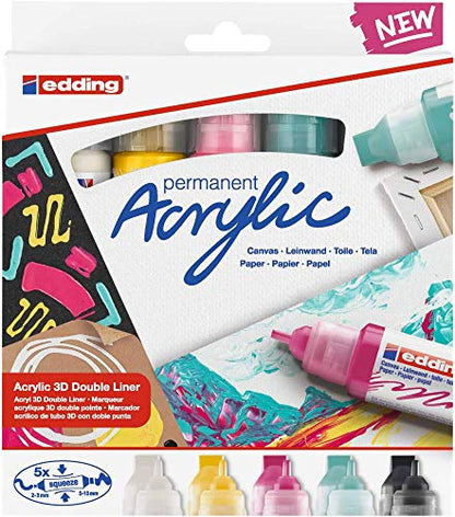 edding 5400 Acrylic 3D Double Liner Set, 5-Marker Set - color: basic