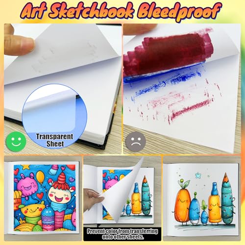 Halobios Square Sketchbook for Drawing, 120 lb/200 GSM Mixed Media Sketchbook, 80 Sheets/160 Pages Portable Marker Drawing Paper Sketch Book for Alcohol Markers, Artists, Beginners（8.3”x8.3”） - size: 8.3"*8.3"