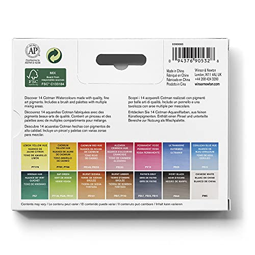 Winsor & Newton Cotman Watercolor Paint Set, 14 Half Pan Field Set - style: 14 Half Pan Field Set