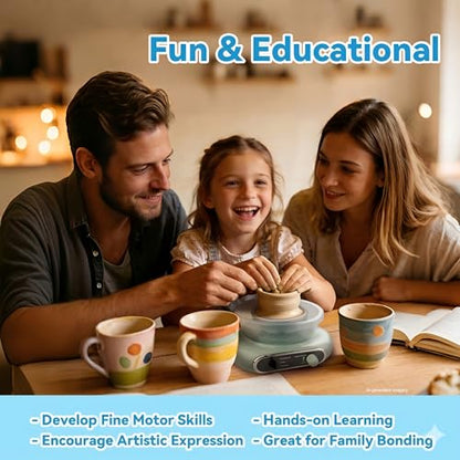 Jasthorine Pottery Wheel for Kids, Arts and Crafts Toy Kit, Ages 6-12 | Kids Pottery Wheel Kit for Creative Air-Dry Clay Craft Projects, Arts & Crafts Toy & Birthday Gift for Girls & Boys Ages 6-12
