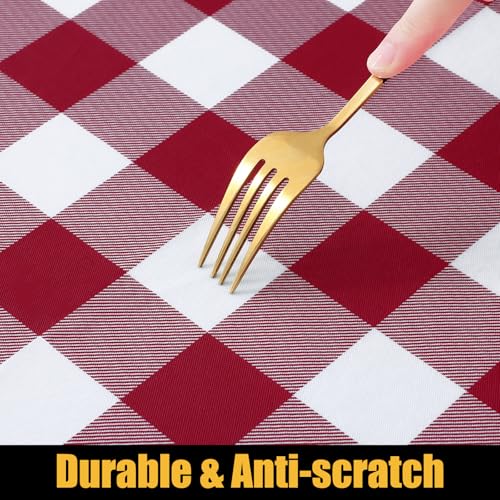 Smiry 4 Foot Picnic Table Cloth, Flannel Backed Fitted Vinyl tablecloths | Waterproof Elastic Rectangle Tablecloth ,Buffalo Plaid Table Covers for Dining, Camping (Burgundy and white, 24" x 48") - color: Burgundy and White, size: 48" x 24" (Rectangular)