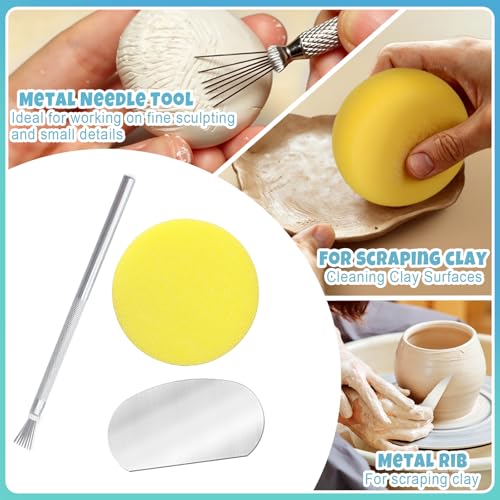 Aukney 100ML Air Dry Clay Varnish and 29pcs Tool Kit, High Gloss Air Dry Clay Glaze, Sealant, Prevent Clay from Cracking, and Scratch Resistant - Pottery Tools for Stippling, Shaping Clay Crafts