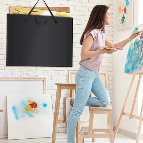 ZKOO 20 x 26 Inch Art Portfolio Bag, Big Art Portfolio Case Light Weight Waterproof Poster Board Storage Bag, Artistic Collection Tote for Artwork, Poster, Sketch Drawing, Canvas (20"*26"-Black) - size: 20*26in-Black