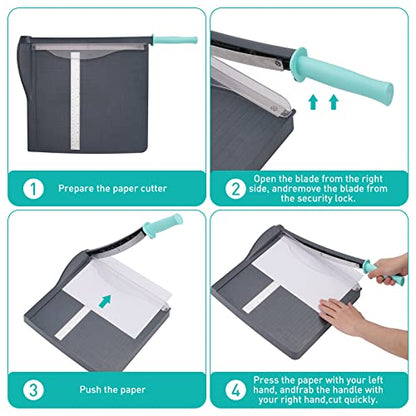 Paper Cutter, Paper Slicer with Safety Guard and Blade Lock, 12" Cut Length Guillotine Paper Cutter with 16 Sheet Capacity, Paper Cutters and Trimmers for Cardstock Cardboard (Gray) - color: Black
