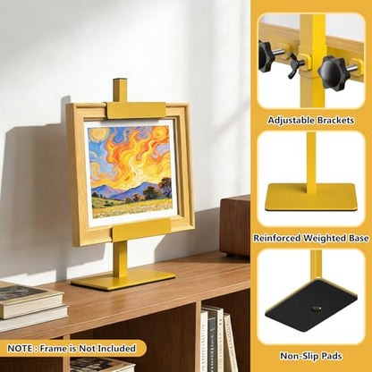 Tabletop Easel Stand Picture Easels for Display Up to 15.5" H Gold Picture Frame Stand Table Top Easel Metal Picture Easel for Photos, Painting, Artwork, Books (Base: 1.32 lbs) - size: 15.55 in