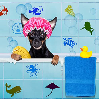 Fainne 100 Pcs 2 Inch Ocean Stencils Small Stencils for Painting | Reusable Craft Stencils, DIY Scrapbook, Wood Wall Fabric Rock Chalkboard Sign Painting, Home Art Decor Projects - style: Marine Life