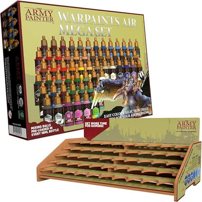 The Army Painter, Warpaints Air Mega Set Combo, 60 x 18 ml | Acrylic Airbrush Paints, Incl. 9 Metallics, 1 Fluo & 1 Project Paint Station - Miniature Model Paint for Dnd & Warhammer - color: Warpaints Air Mega Set Combo