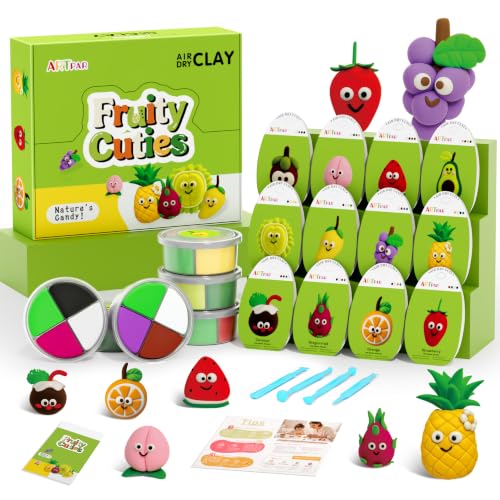 ARTPAR Air Dry Clay Kit for Kids - 12 Fruit DIY Modeling Magic Clay Sets - color: Green Fruit Kit