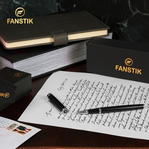 FANSTIK Black & Silver Luxury Rollerball pen, fancy gift set for women, Chrome Finish, Professional executive pen gift set for men (Lux Rollerball Black-Silver) - color: C RollerBall Black-Silver