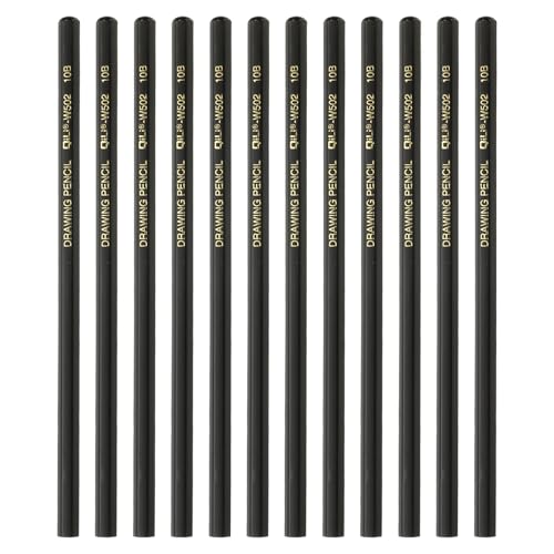 PATIKIL 12Pcs 10B Drawing Pencils for Sketching, Hexagonal Sketch Pencils for Drawing Writing Art Sketching Artists Beginners, Black - style: 10B