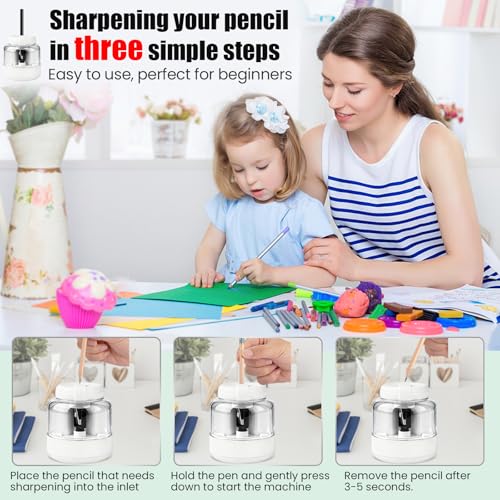 Electric Pencil Sharpener, Rechargeable Automatic Pencil Sharpeners for Kids Rechargeable Portable Small Pen Sharpener for Kids Gift,Can Replacement Blades,for in for 6-8mm Pencils for Home/School