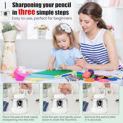 Electric Pencil Sharpener, Rechargeable Automatic Pencil Sharpeners for Kids Rechargeable Portable Small Pen Sharpener for Kids Gift,Can Replacement Blades,for in for 6-8mm Pencils for Home/School