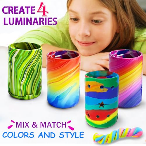 MHMYDIS Make Your Own Clay Luminaries - Arts and Crafts kit for Boys Girls and Teens Age 6 7 8 9 10 11 12 Year Old and up - Creative Clay Lantern Toys for 8-12 Year Olds - size: Large