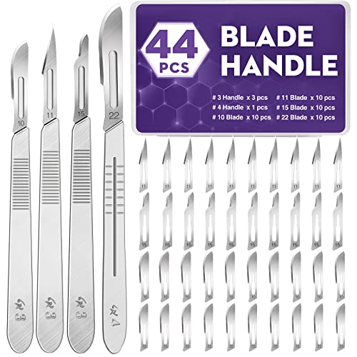44 PCS 40 Scalpel Blades with #10#11#15#22 Scalpels Surgical Sterile Blades - color: 44 PCS Handle And Blades#10#11#15#22