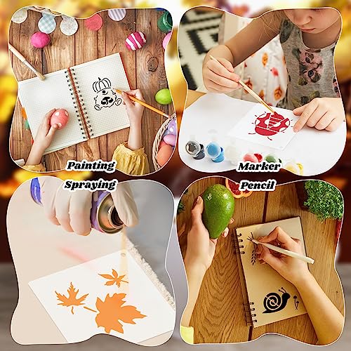 Fainne 100 Pcs 2 Inch Fall Stencils Small Stencils for Painting | Reusable Craft Stencils, DIY Scrapbook, Wood Wall Fabric Rock Chalkboard Sign Painting, Home Art Decor Projects - style: Maple, Pumpkin