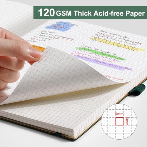 AHGXG Graph Paper Notebook, 120 GSM Paper, 96 Pages, B5 (7.6'' X 10'') - color: Dark Green, style: B5-Grid-120G