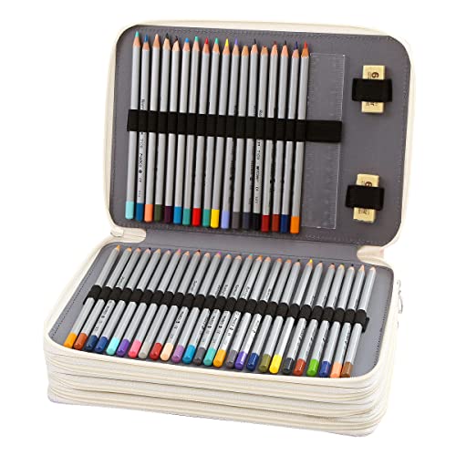200 Slots Pencil Case 4-Layer Zipped Holder w/Handle - color: Marble-Purple, size: 200