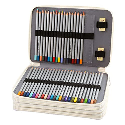 200 Slots Pencil Case 4-Layer Zipped Holder w/Handle - color: Marble-Purple, size: 200