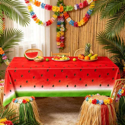 LKITMIUT 4 Pack Watermelon Party Tablecloth Watermelons Table Cover One in A Melon Plastic Table Cloth Watermelons Theme Tablecloth Watermelon Birthday Party Supplies Fruit Theme Decor 86 x 51 Inch